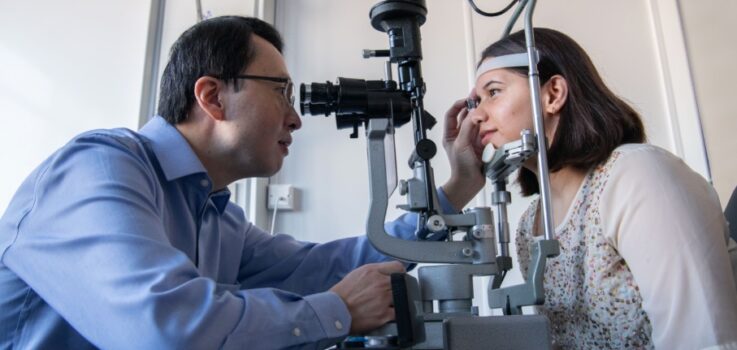Patient and clinician in Cambridge Vision Lab