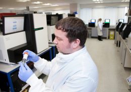 Genomics lab, checking samples - NIHR Cambridge BRC image
