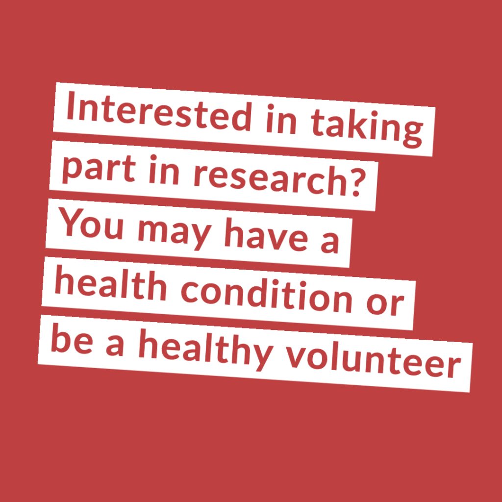 Sign/button for interested in taking part in research to take you to a url