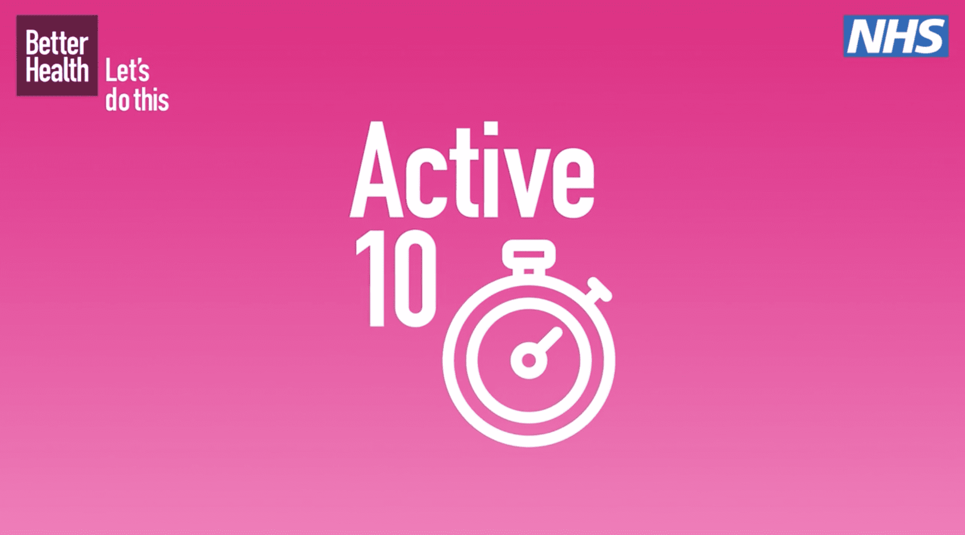 Pink screen with white letters saying Active 10