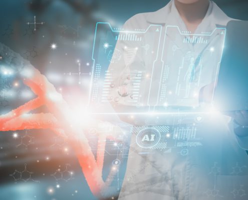 Abstract futuristic biotechnology medical technology concept