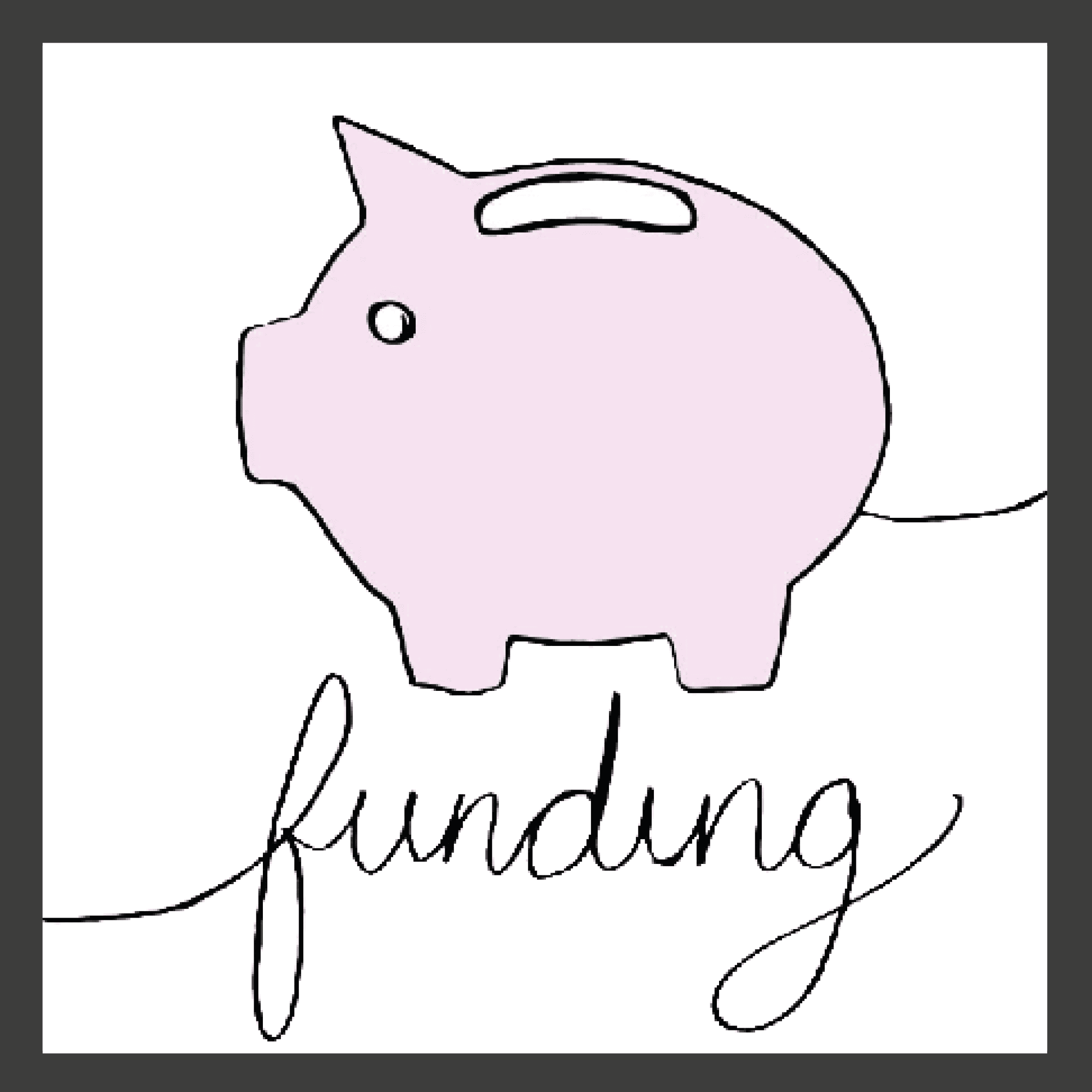 Hand-drawn graphic of piggy bank =""