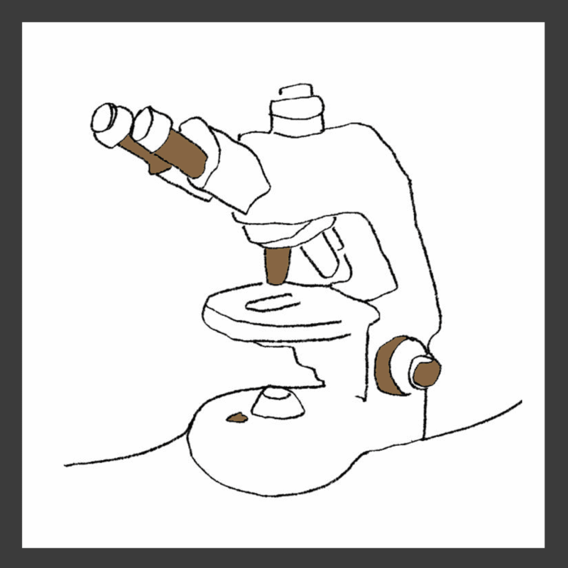 Hand-drawn graphic of microscope =""