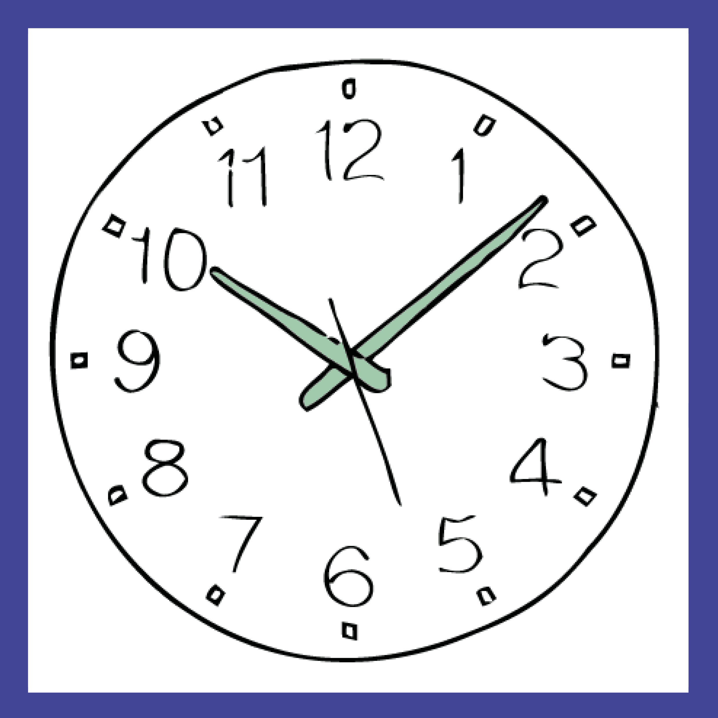 Hand-drawn graphic of clock =""