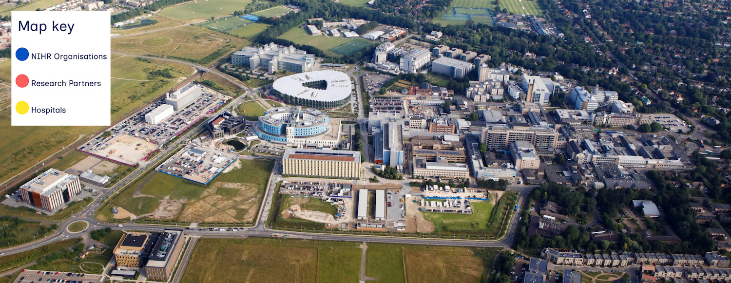 Aerial view of the Cambridge Biomedical Research Centre.