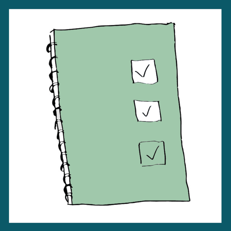 Hand-drawn graphic of checklist